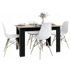 Stół kuchenny 120x80 Dąb Craft + Czarne nogi + 4 krzesła Skandynawskie Milano Białe